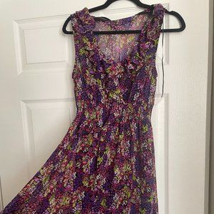 Floral midi dress with asymmetrical hem